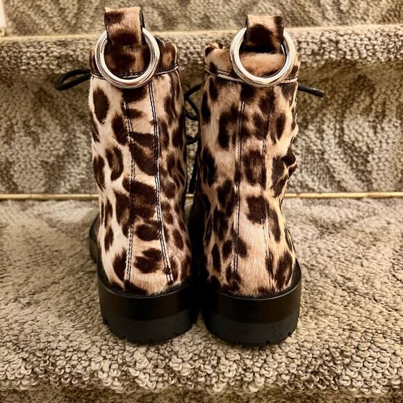 NWOB $1256 Women's Alexander Wang Lyndon Leopard Print Sheep Hair Boots 36 or 6 - Picture 5 of 10